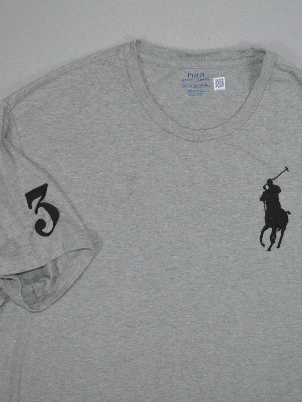 Polo Ralph Lauren Big Pony 3 Jersey T-Shirt Gray Black XXL